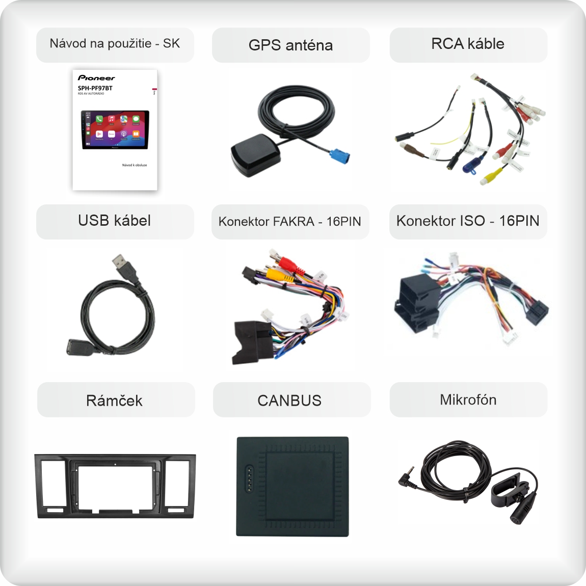 SK příslušenství pro autorádio Pioneer SPH - PF97BT pro Volkswagen T6 carplay a android auto evtech_cz